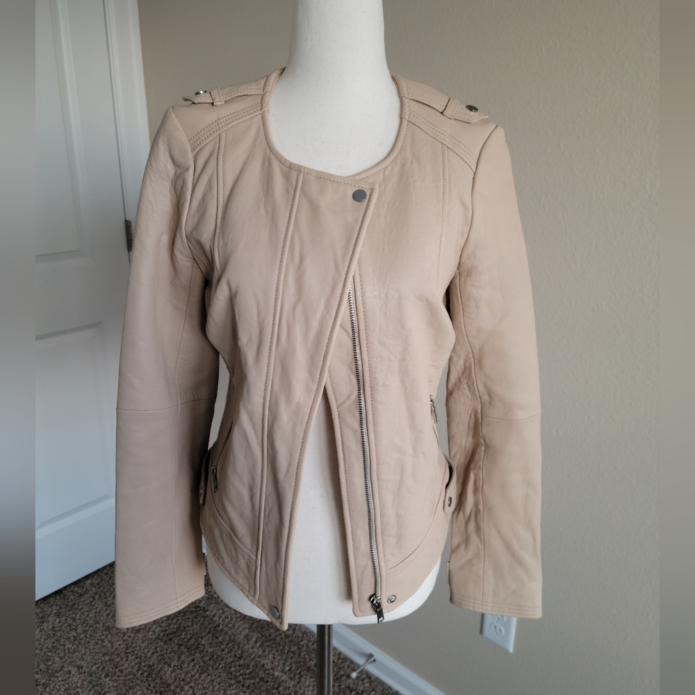 Joie Light Tan Leather Jacket Size Small